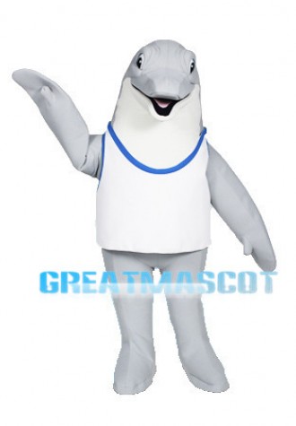 Cute Grey Dolphin Mascot Adult Costume