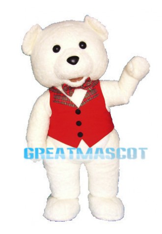 White Teddy Bear Mascot Adult Costume For Holiday Party
