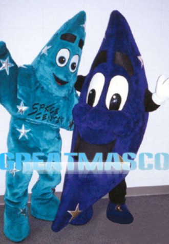 Adult Size Cartoon Dark Blue Moon And Blue Star Mascot Costume 