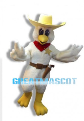 White Chicken Cowboy Mascot Adult Costume