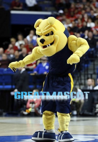 University Yellow Power Bulldog Mascot Costume 