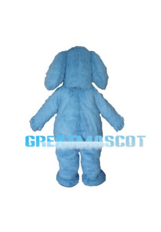 Long Fur Blue Dog Mascot Adult Costume