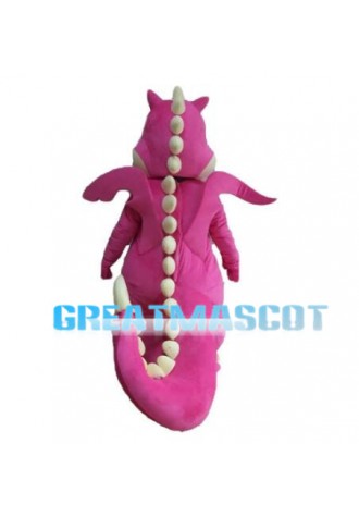 Adult Cartoon Pink Dragon Mascot Costume