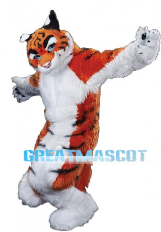 Tiger Long Fur Mascot Adult Costume