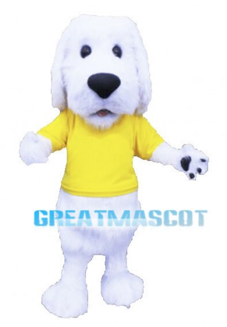 White Pet Dog Long Fur Mascot Adult Costume