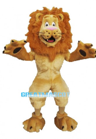Friendly Plush Golden Lion Mascot Adult Costume