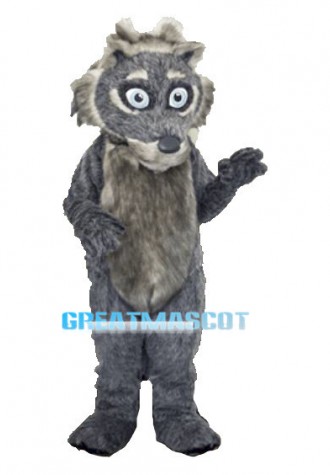 Plush Grey Wolf Mascot Costume