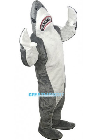 Fierce Grey Shark Mascot Adult Costume 