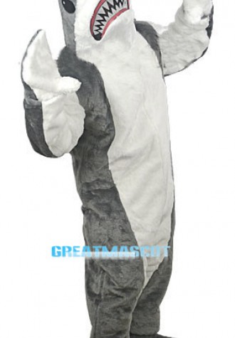 Fierce Grey Shark Mascot Adult Costume 