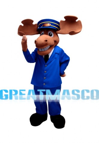 Polite Moose Train Conductor Mascot Adult Costume 