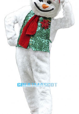 Adult Plush Christmas Snowman Mascot Costume