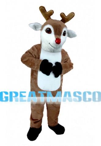 Cute Rudolph The Red-Nosed Reindeer Mascot Costume 