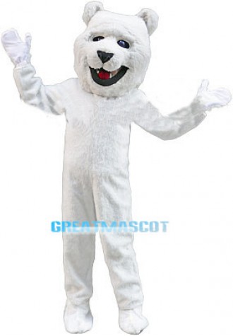 Friendly Plush White Bear Mascot Costume