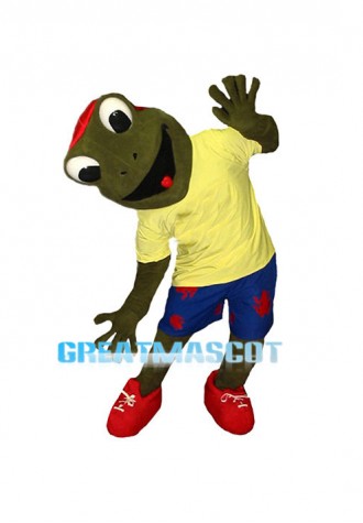 Lively Cartoon Green Frog Mascot Adult Costume 