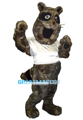 Brown Power Raccoon Mascot Adult Costume 