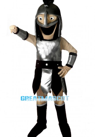 Trojan Spartan Silver Knight  Mascot Costume 