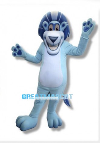 Lovable Cartoon Blue Lion Mascot Costume