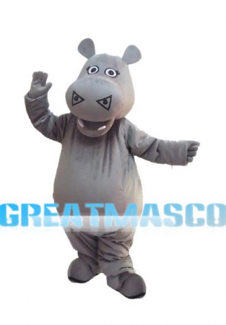 Lovely Grey Hippo Lightweight Mascot Adult Costume 