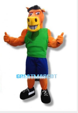 College Power Orange Horse Mascot Costume