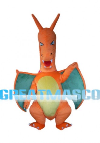 Fierce Cartoon Orange Dragon Mascot Costume 