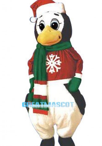 Cute Cartoon Christmas Penguin Mascot Adult Costume