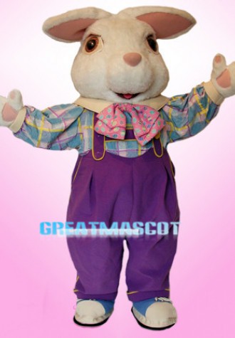 Cute White Easter Bunny Mascot Adult Costume