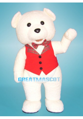 White Teddy Bear Lightweight Mascot Adult Costume 