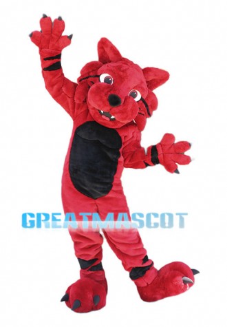 Power Red Wildcat Mascot Adult Costume