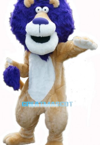 Purple Hair Lion Animal Mascot Adult Costume