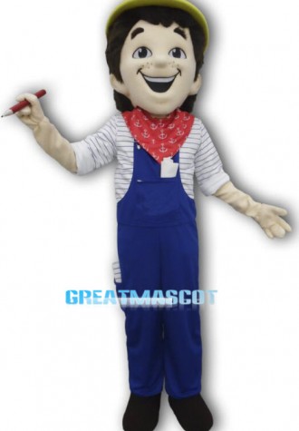 Smiling Construction Worker Mascot Costume 