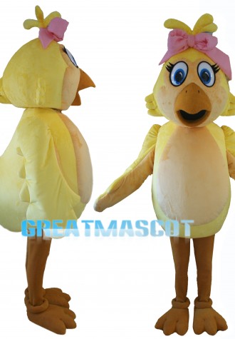 Graceful Cartoon Yellow Chicken Mascot Costume 