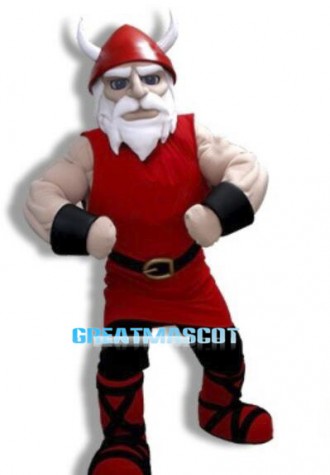 Power Red Viking Old Man Mascot Costume 