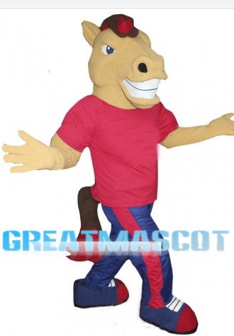 College Power Beige Horse Mascot Costume