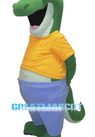 Happy Green Crocodile Mascot Costume