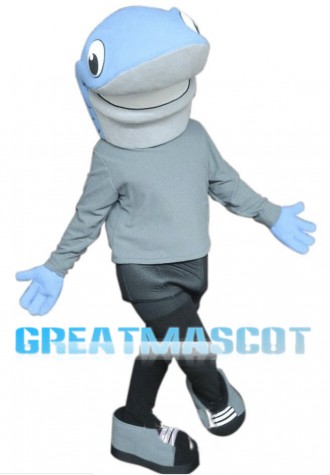Adult Cartoon Big Mouth Blue Shark Mascot Costume