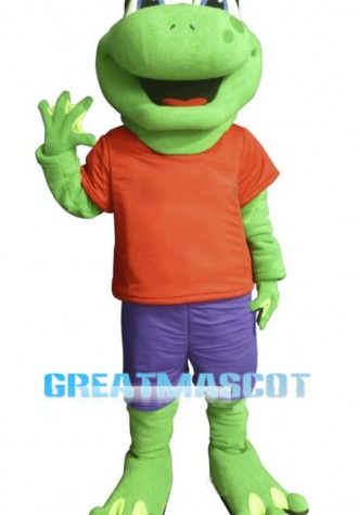 Happy Green Frog Mascot Adult Costume 