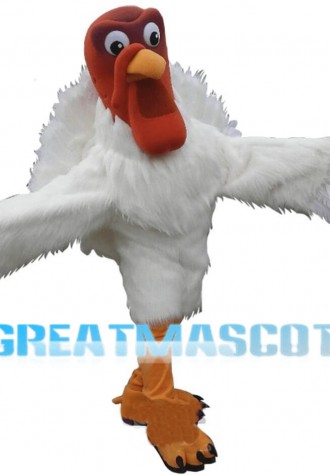 Funny White Turkey Mascot Costume