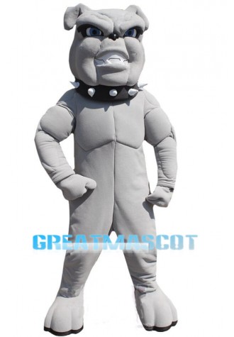 Fierce Power Grey Bulldog Mascot Costume 