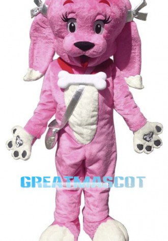 Beautiful Pink Dog Mascot Costume 