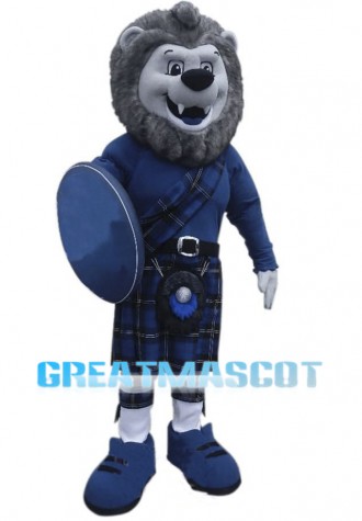 Scottish Grey Lion Warrior Mascot Costume 