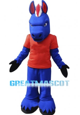 Angry Blue Horse Mascot Costume 