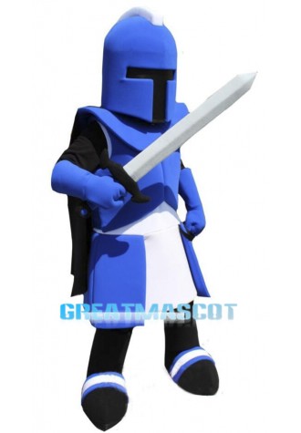 Blue Spartan Knight Mascot Costume
