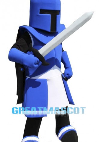 Blue Spartan Knight Mascot Costume