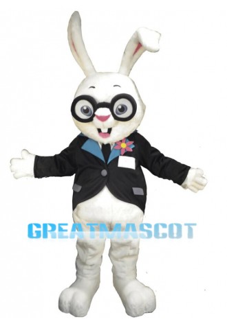 White Rabbit Bunny Manager Mascot Adult Costume