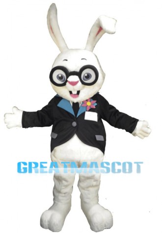 White Rabbit Bunny Manager Mascot Adult Costume