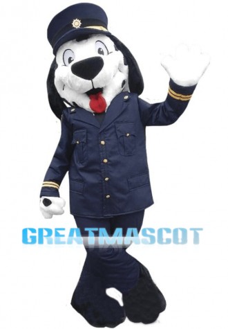 Lovely Spotted Dog Train Conductor Mascot Costume 
