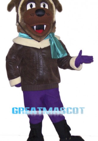 Brown Dog Aviator Mascot Costume 