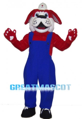 Red Bulldog Builder Mascot Costume 