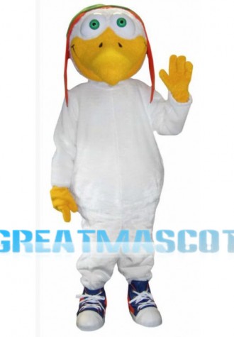 Cute Cartoon White Dove Aviator Mascot Costume 