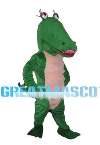 Funny Crocodile With Pink Lips Mascot Costume